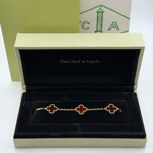 Van Cleef & Arpels Red and Gold Clover Bracelet